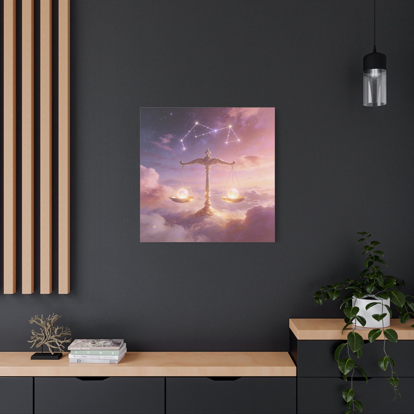 Libra Zodiac Canvas Wall Art - Celestial Scales, Pink Purple Sky, Astrology Decor - Dreamy Matte Canvas Print - Bedroom Wall Decor, Meditation Space Accent, Office Art - Bedroom Home Decoration
