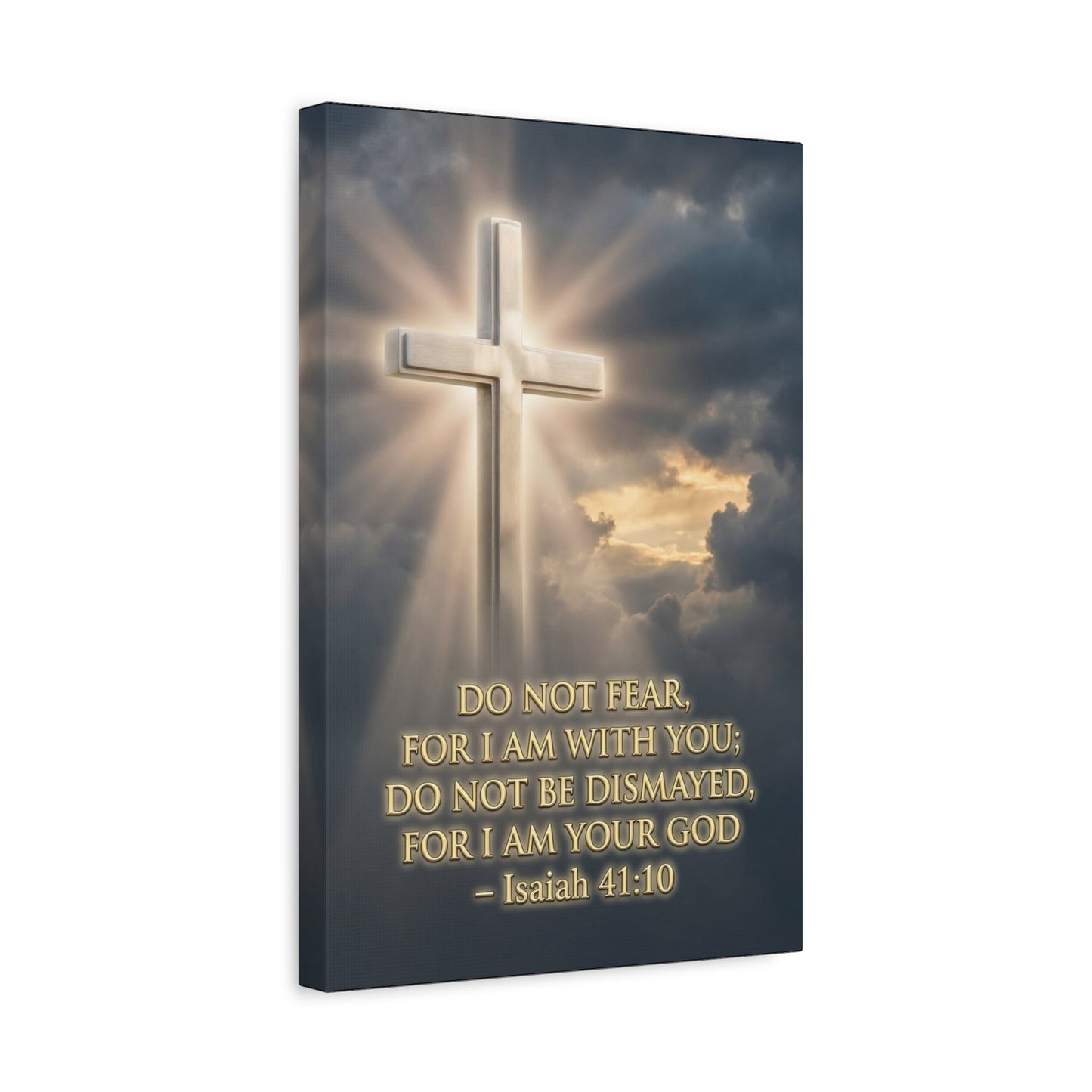 "Do Not Fear, For I Am With You" Cross Canvas Wall Art - Isaiah 41:10 Scripture Print, Glowing Christian Wall Decor, Traditional Faith Home Accent, Bedroom Living Room Office - Bedroom Home Decoration