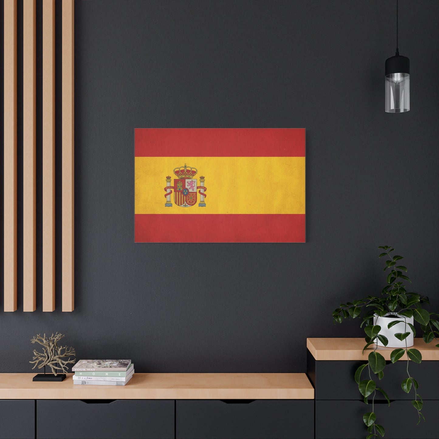 Spain Flag Canvas Wall Art - Spanish Coat Of Arms Print, Vintage Patriotic Decor - Textured Cotton Look, Traditional Style - Living Room Home Decoration - Living Room Wall Decor - Ready to Hang