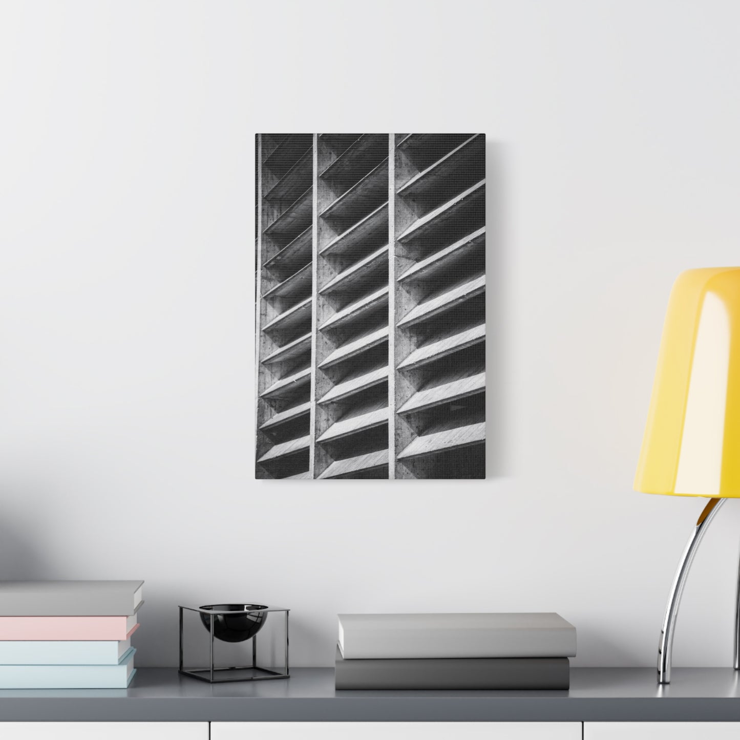 Black And White Brutalist Architecture Canvas Wall Art - Concrete Facade Art Print, Minimalist Contemporary Style - Modern Office Wall Decor, Living Room Home Decoration - Bedroom Home Decoration