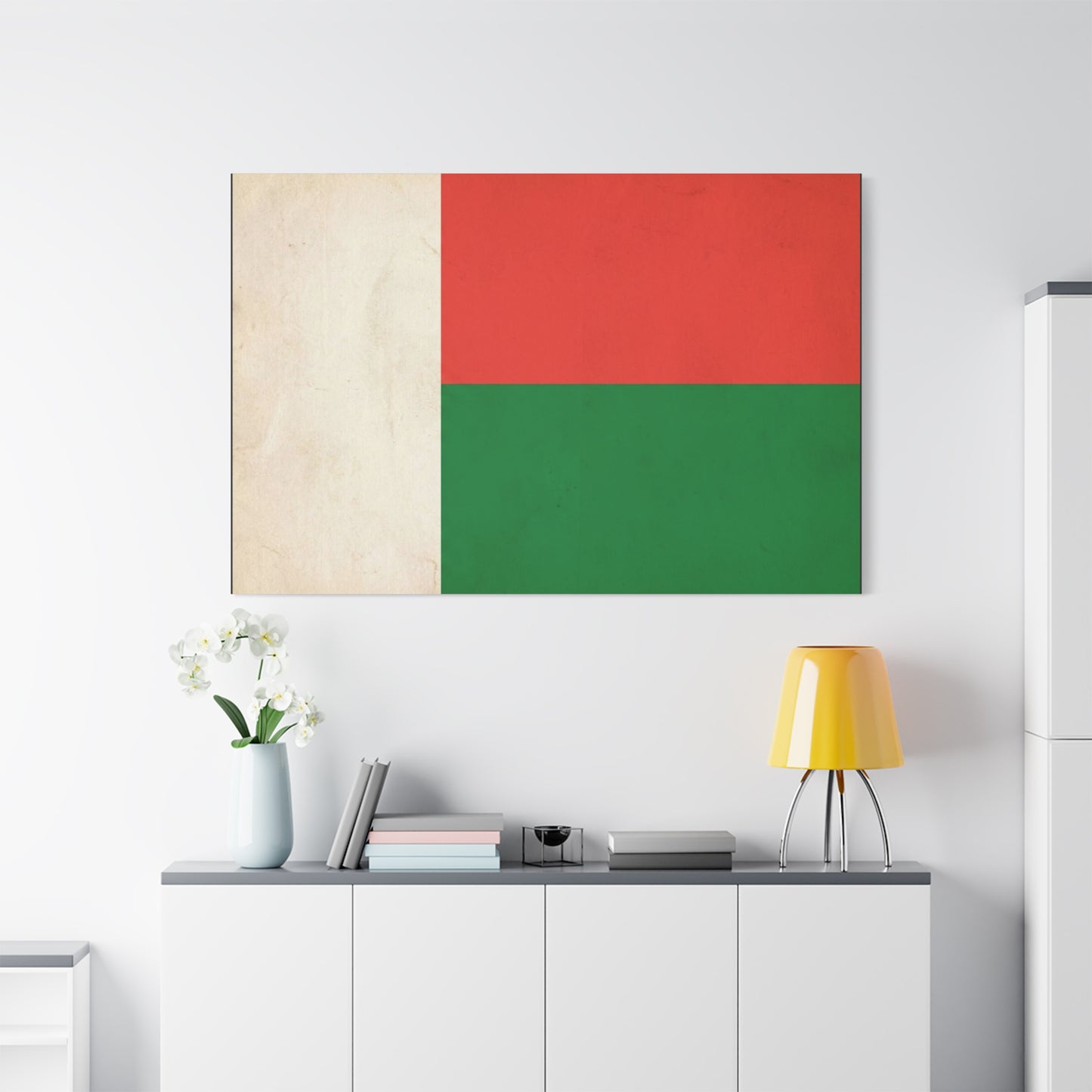 Madagascar Flag Canvas Wall Art - Vintage National Banner Print, Patriotic Tricolor Decor - Matte Cotton Canvas - Living Room Wall Decor, Office Art, Dorm Accent For Heritage Spaces - Ready to Hang