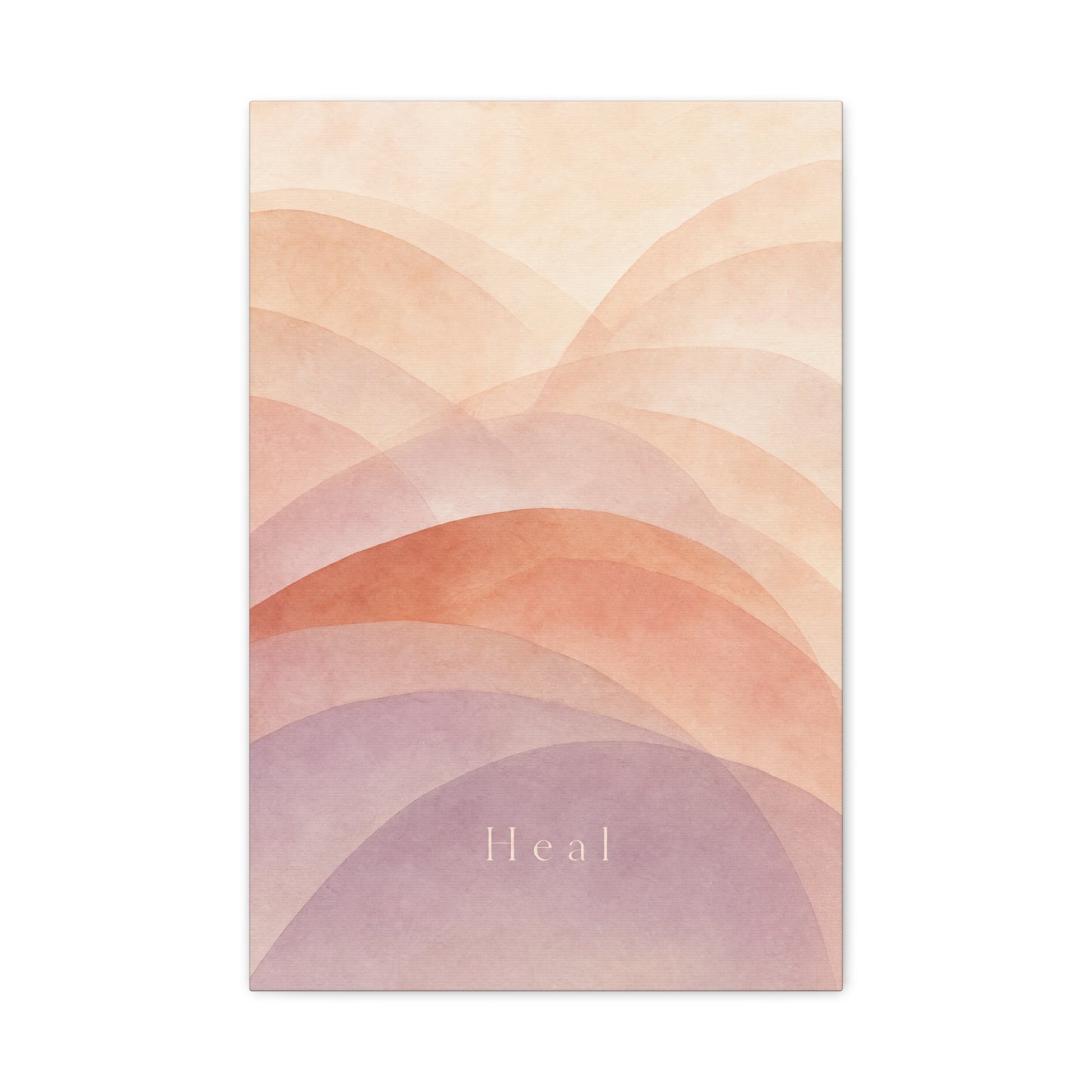"Heal" Abstract Canvas Wall Art - Blush Peach Lavender Arches, Minimalist Typography Print - Contemporary Boho Decor, Bedroom Wall Hanging, Living Room Decoration, Meditation Space Accent