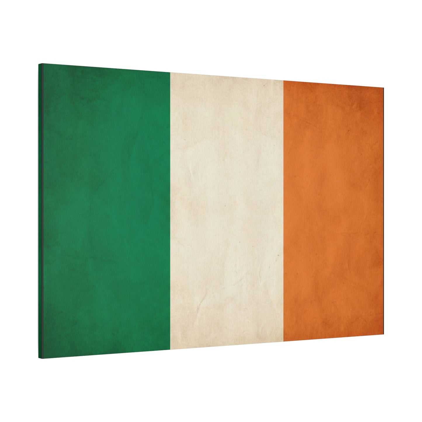 Irish Flag Canvas Wall Art - Vintage Tricolor Ireland Print, Green White Orange Rustic Texture - Minimalist Traditional Style - Living Room Wall Decor, Office Art Accent - Bedroom Home Decoration
