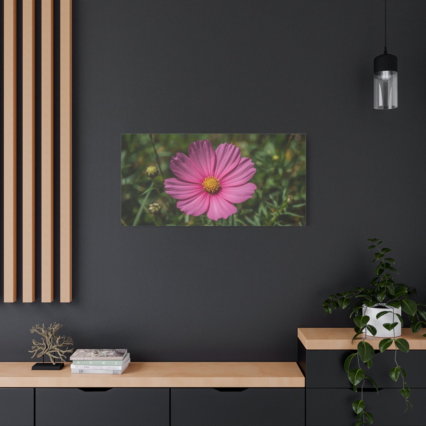 Pink Cosmos Flower Canvas Wall Art - Floral Nature Art Print, Soft Botanical Bloom - Matte Cotton Canvas - Bedroom Wall Decor, Bathroom Home Decoration, Spa Style - Bedroom Home Decoration