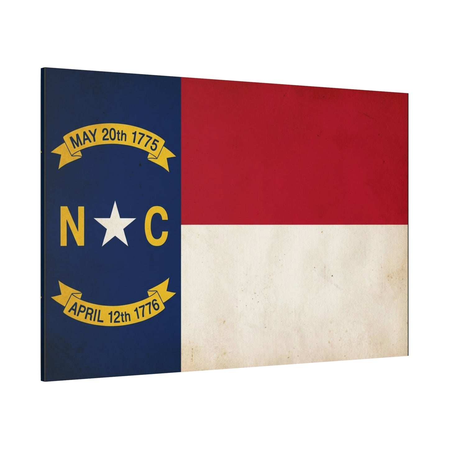 North Carolina State Flag Canvas Wall Art - "May 20th 1775" "April 12th 1776" Vintage Patriotic Print - Rustic Americana Decor - Living Room Home Decoration, Office Wall Accent - Ready to Hang