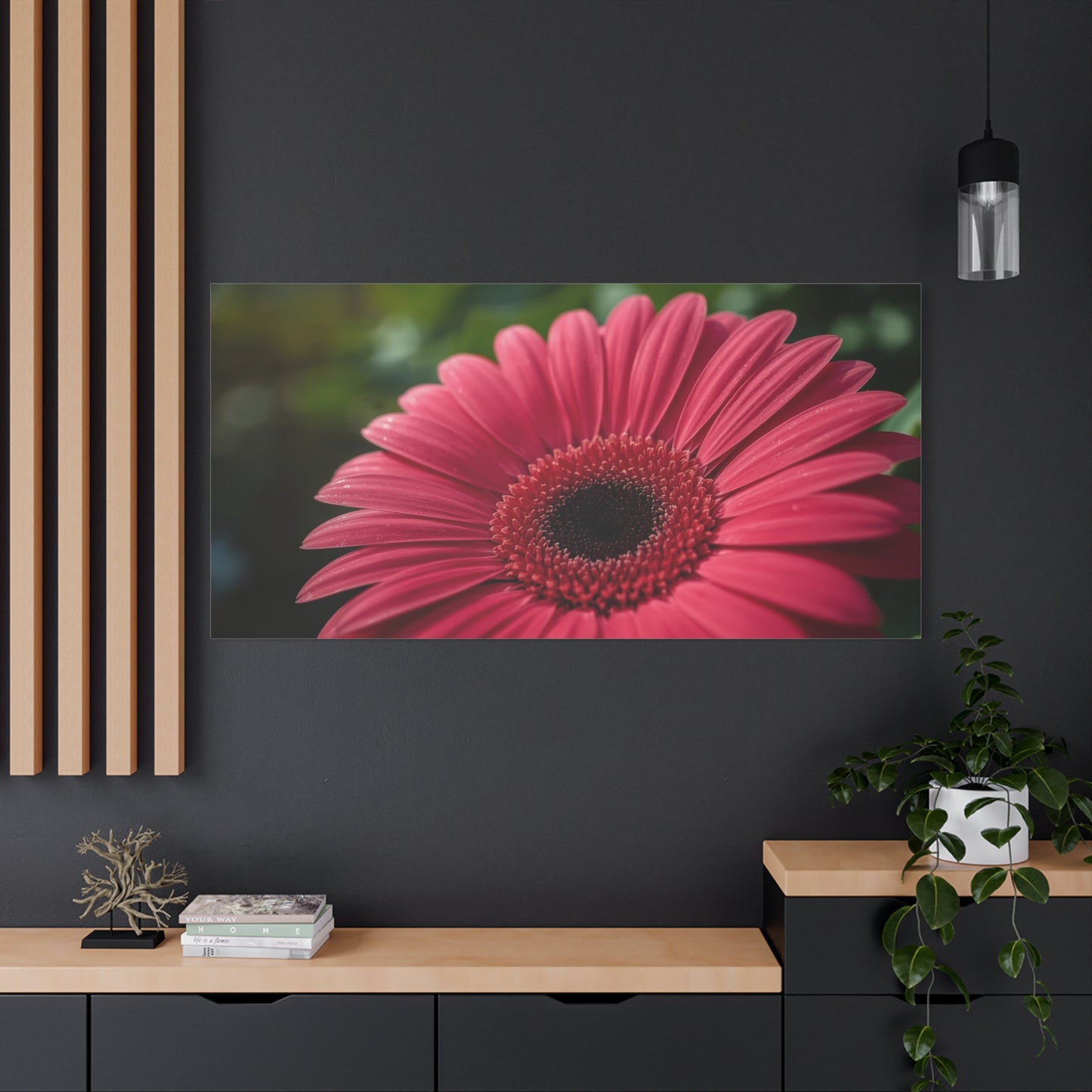 Pink Gerbera Daisy Canvas Wall Art - Floral Macro Art Print, Botanical Canvas Print - Modern Nature Home Decor, Bedroom Wall Hanging, Living Room Decoration, Office Accent - Bedroom Home Decoration