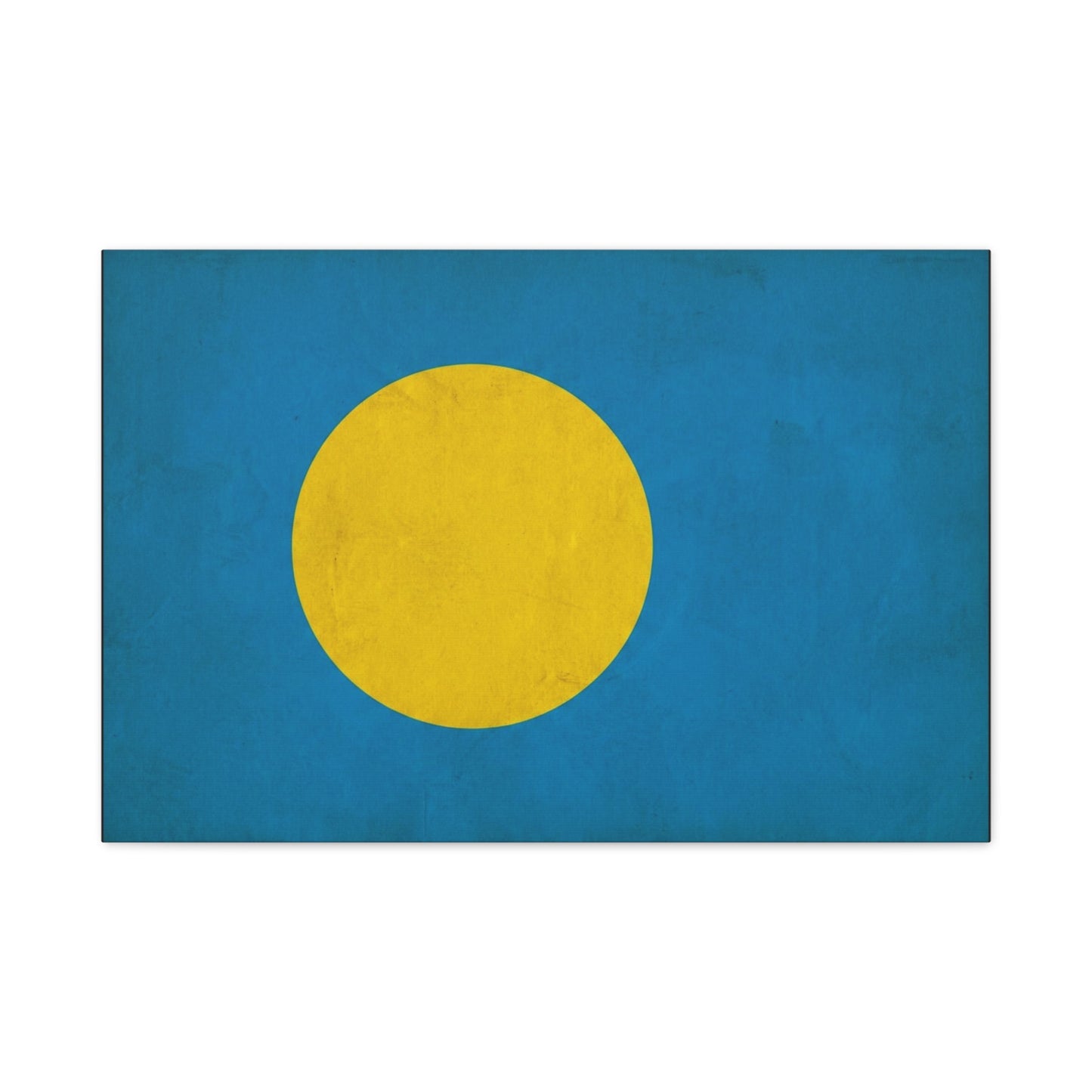 Palau Flag Canvas Wall Art - Blue Field With Golden Yellow Disc - Minimalist Tropical Island Print - Modern Living Room Wall Decor, Bedroom Home Decoration, Office Accent - Bedroom Home Decoration