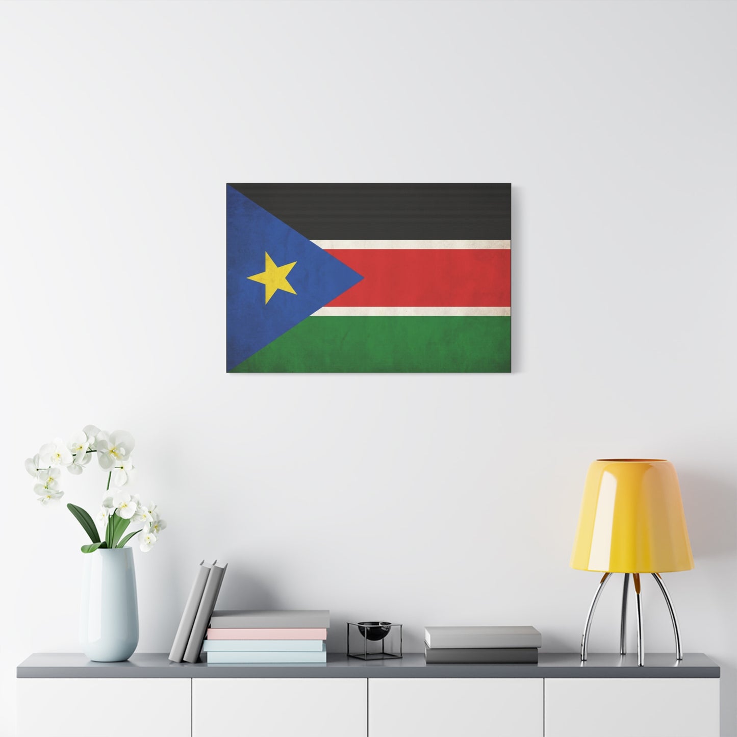 South Sudan Flag Canvas Wall Art - South Sudan Pride Decor, Vintage National Banner Print - Colorful Patriotic Artwork - Living Room Wall Decor, Office Art - Bedroom Home Decoration - Ready to Hang