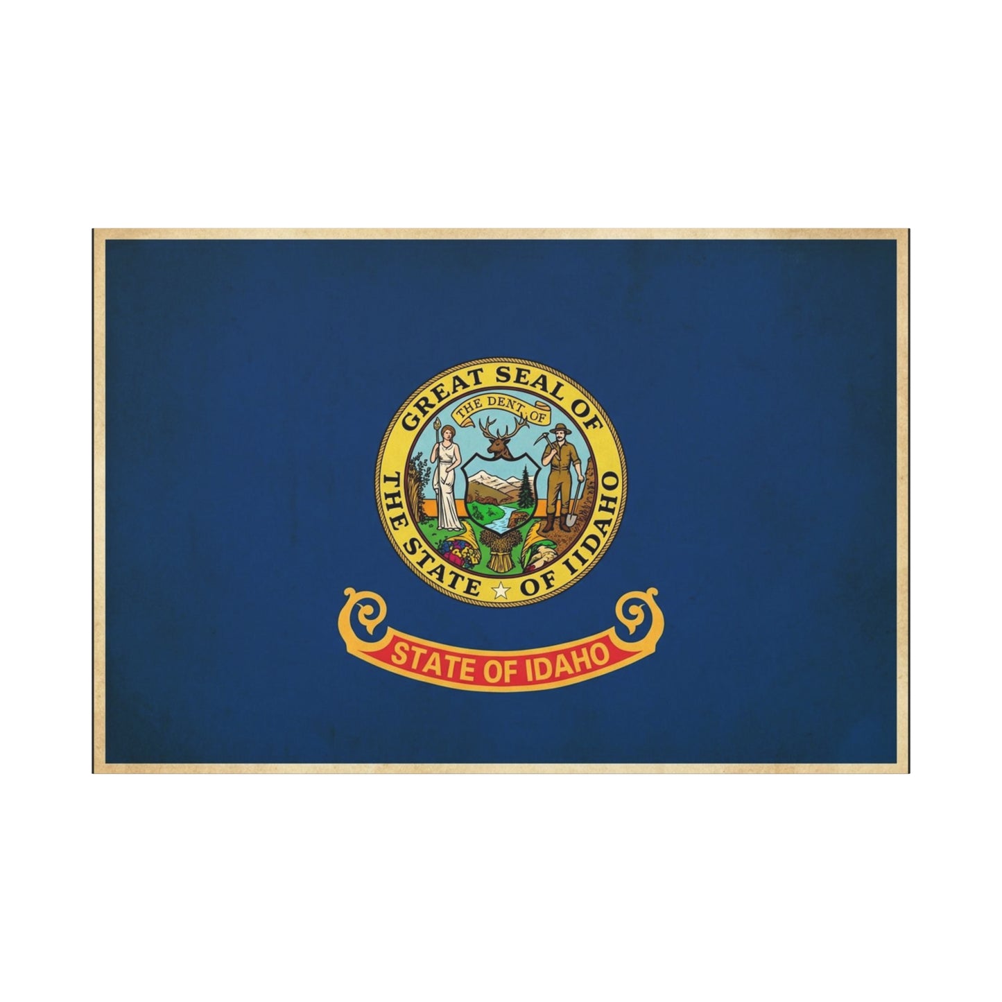 "Great Seal Of The State Of Idaho" Idaho Flag Canvas Wall Art - Blue State Pride Decor, Vintage Government Emblem Print - Traditional Patriotic Style - Living Room Office Wall Decor - Ready to Hang