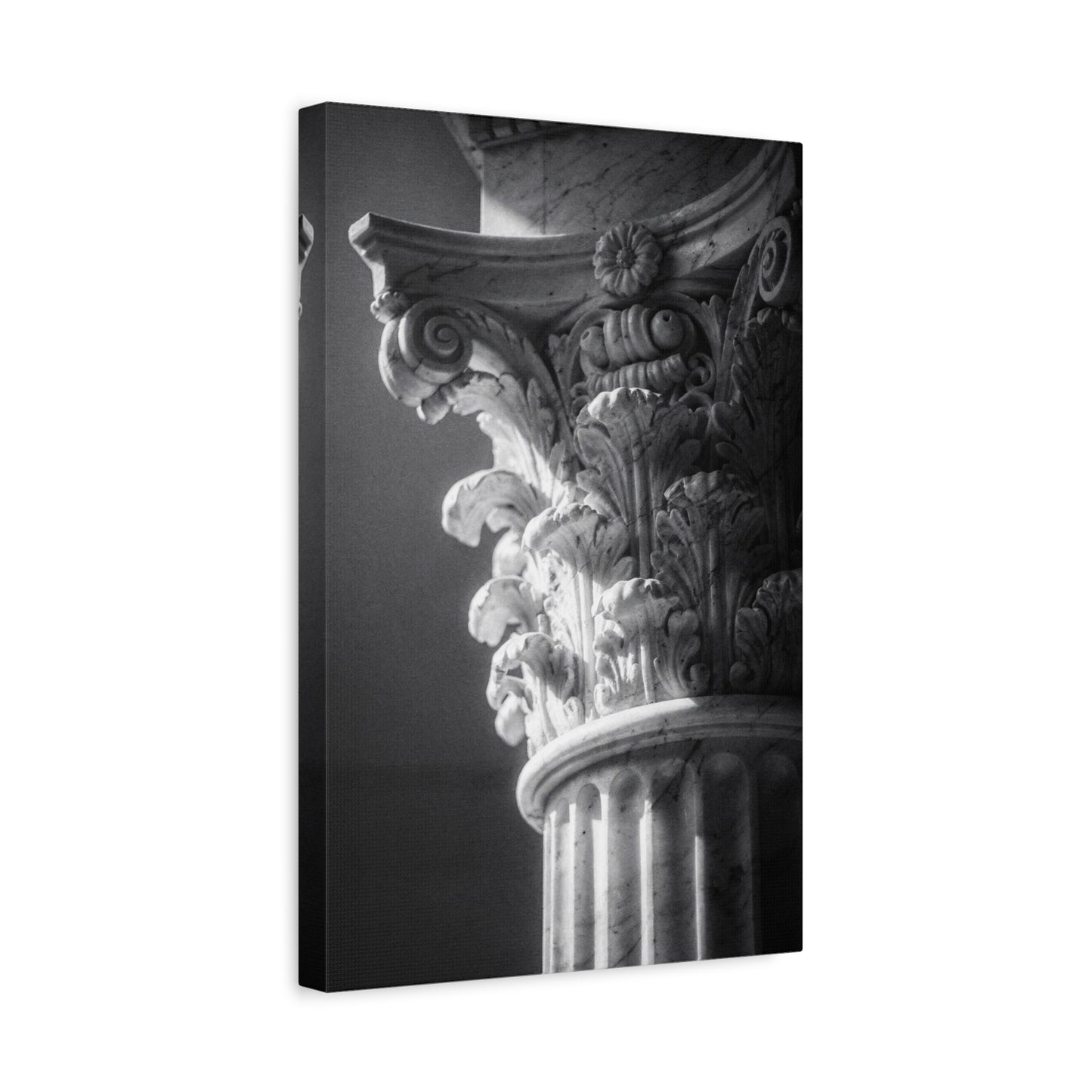 Corinthian Column Canvas Wall Art - Black And White Architectural Art Print, Matte Cotton Decor - Traditional Classical Style - Living Room Wall Decor, Office Art - Bedroom Home Decoration