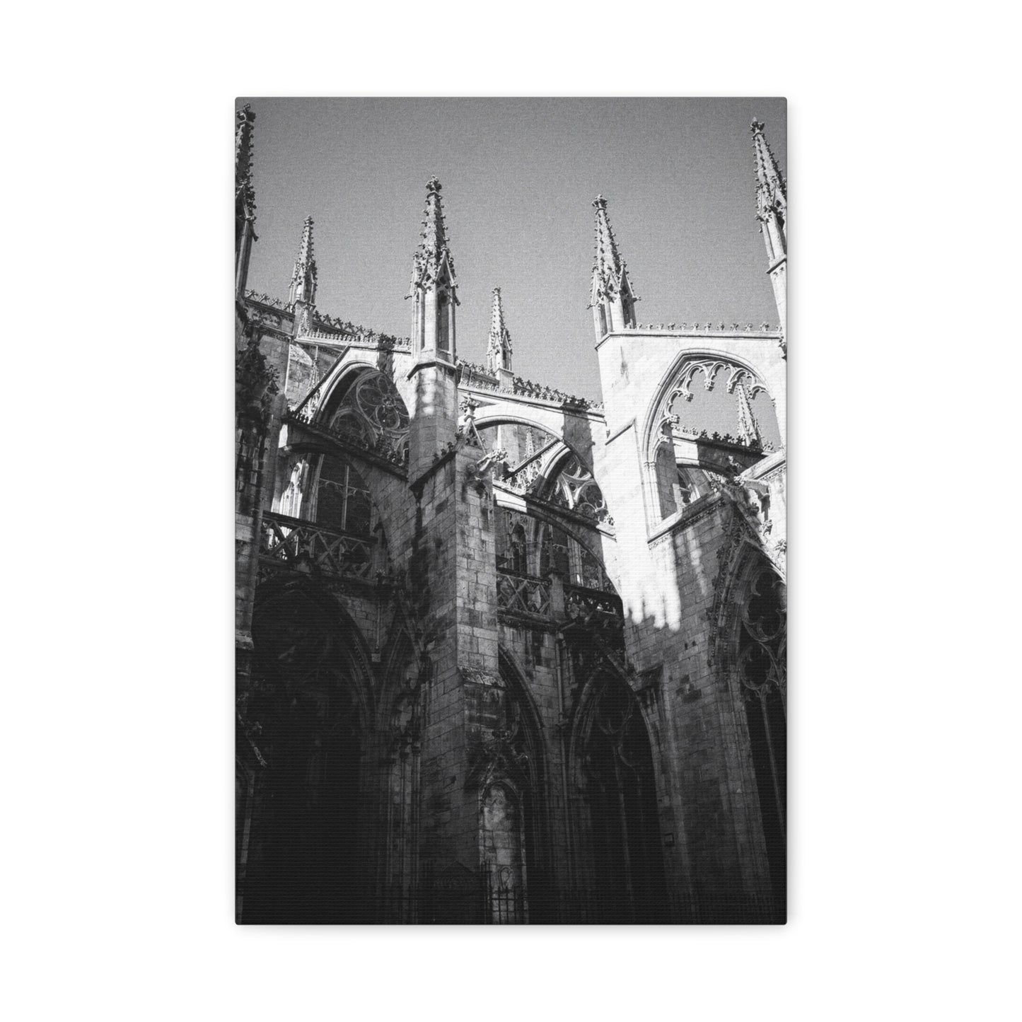 Gothic Cathedral Architecture Canvas Wall Art - Black And White Art Print - Vintage Stone Arches, Spires - Moody Traditional Style - Living Room Wall Decor Office Art - Modern Farmhouse Style