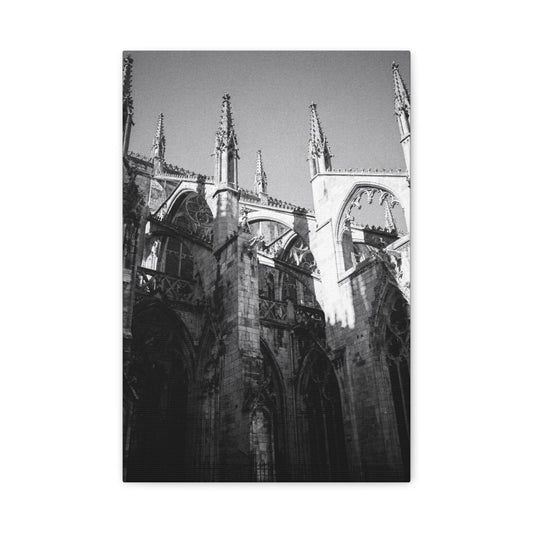 Gothic Cathedral Architecture Canvas Wall Art - Black And White Art Print - Vintage Stone Arches, Spires - Moody Traditional Style - Living Room Wall Decor Office Art - Modern Farmhouse Style