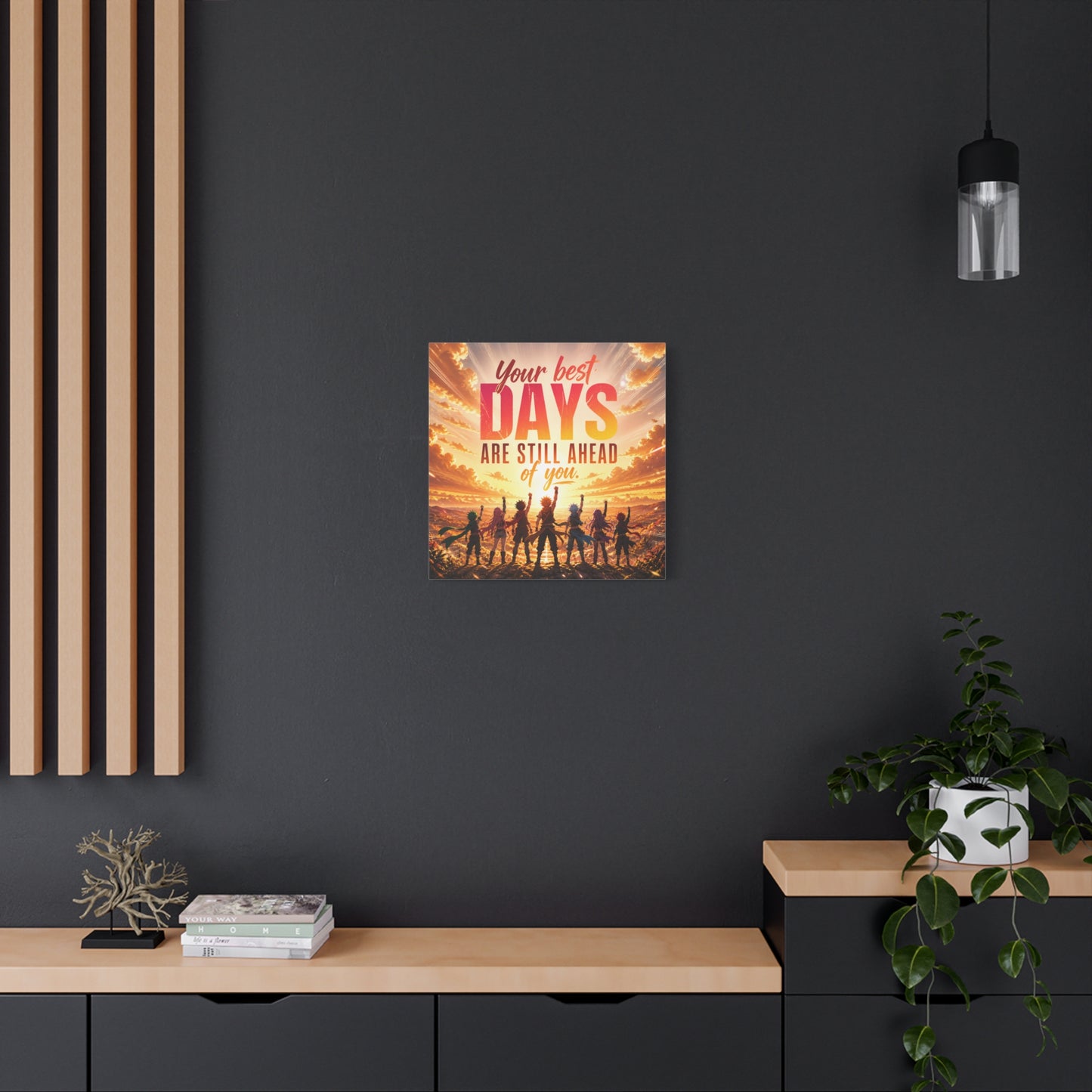 "Your DAYS Are Still Ahead Of You." Anime Quote Canvas Wall Art - Sunset Sky Motivational Poster Print - Contemporary Typography Decor - Bedroom Wall Accent - Ready to Hang - Bedroom Home Decoration