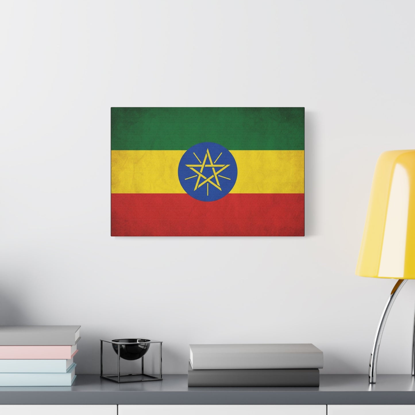 Ethiopian Flag Canvas Wall Art - Ethiopia Pride Decor, Vintage National Banner Print - Matte Cotton Artwork - Cultural Heritage Style For Living Room, Office, Dorm Display - Living Room Wall Decor