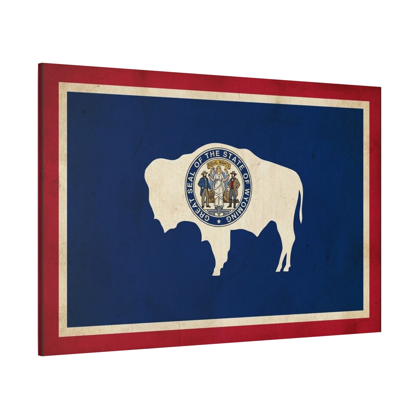 Wyoming State Flag Canvas Wall Art - Great Seal Of The State Of Wyoming Buffalo Print - Vintage Patriotic Western Decor - Rustic Americana Style - Living Room Wall Decor - Bedroom Home Decoration