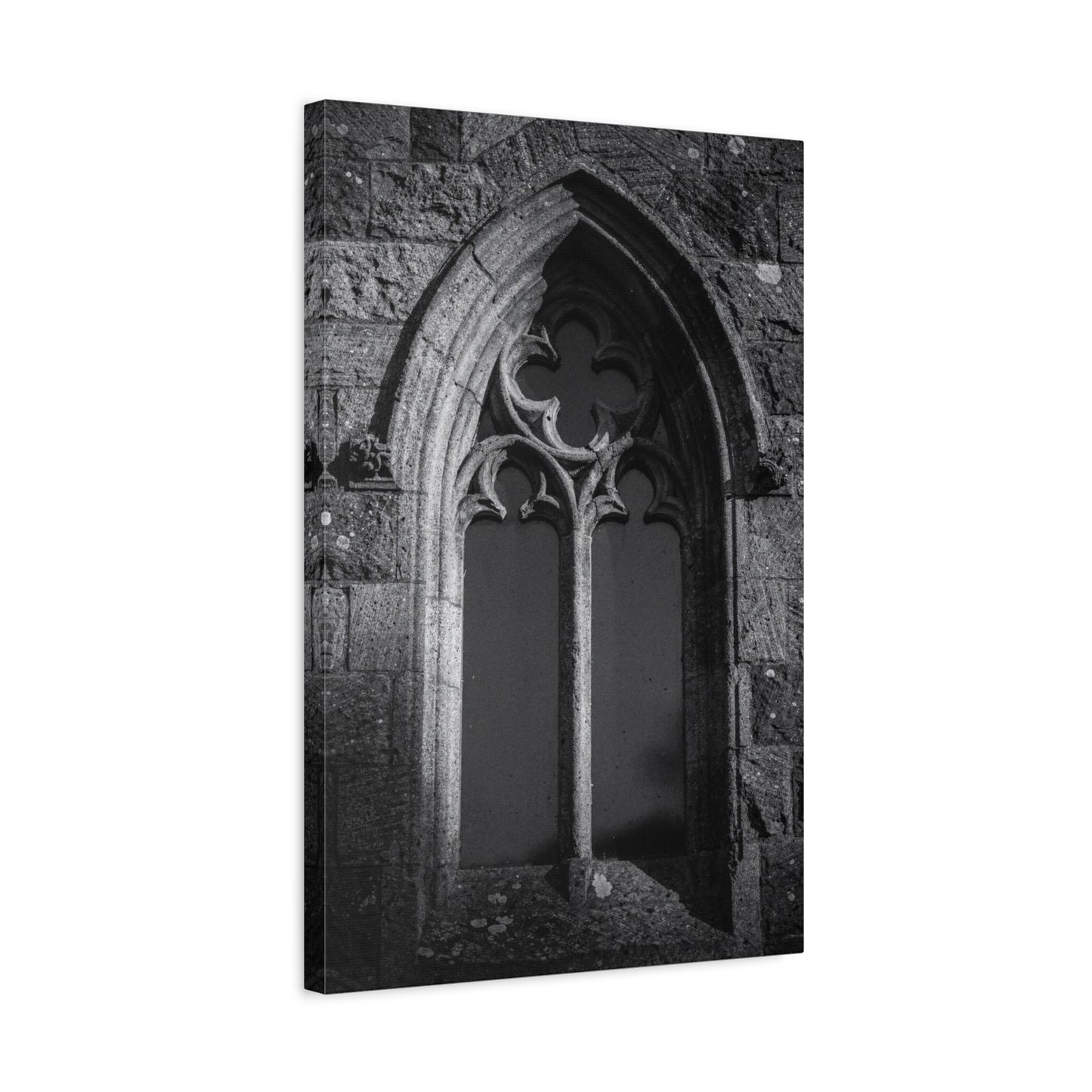 Gothic Church Window Canvas Wall Art - Black And White Stone Arch Architectural Print - Vintage Cathedral Style - Moody Living Room Wall Decor, Office Art Accent - Bedroom Home Decoration