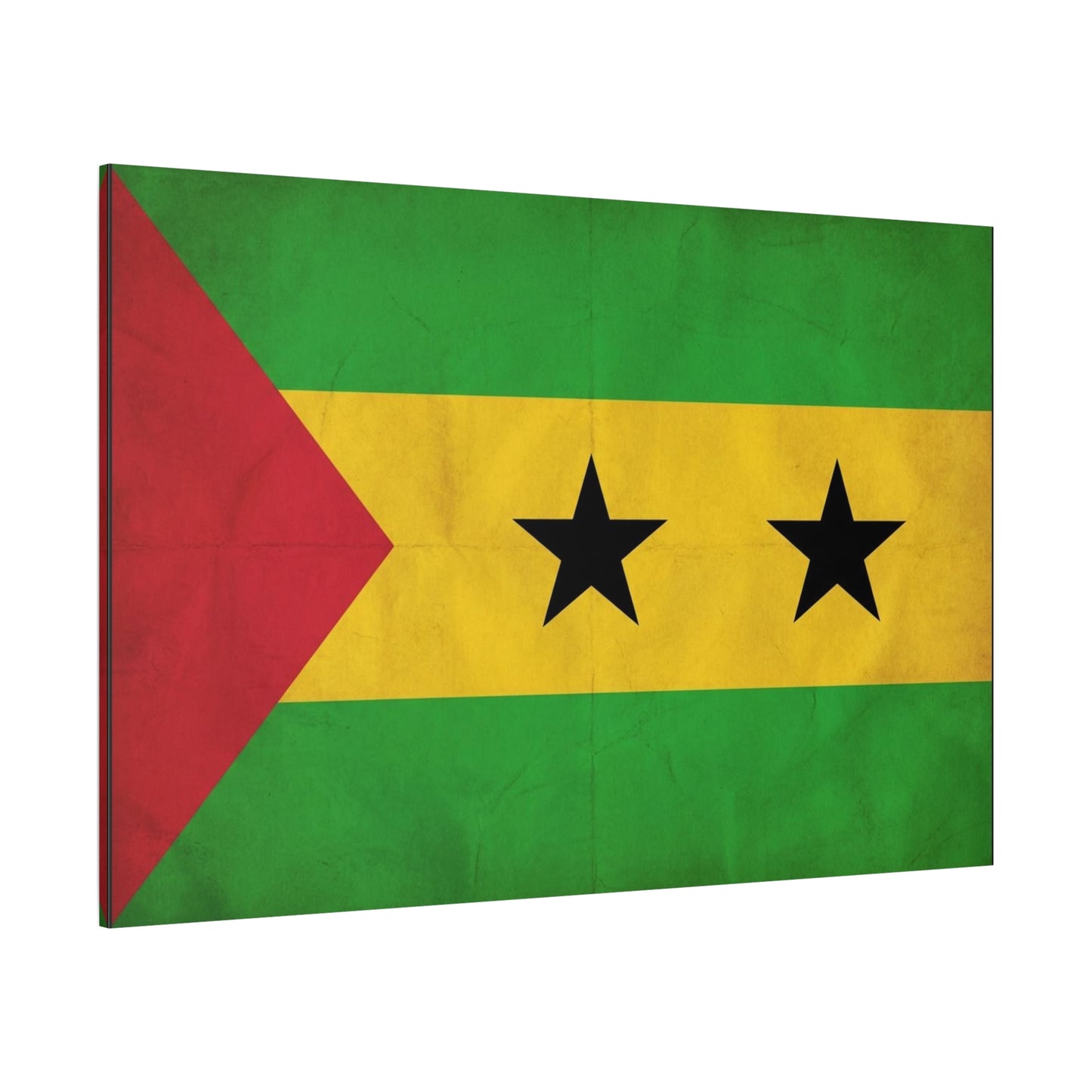 Sao Tome And Principe Flag Canvas Wall Art - National Pride Decor, Vintage Country Banner Print - Green Yellow Red Two Star Design - Living Room Wall Decor - Bedroom Home Decoration - Ready to Hang