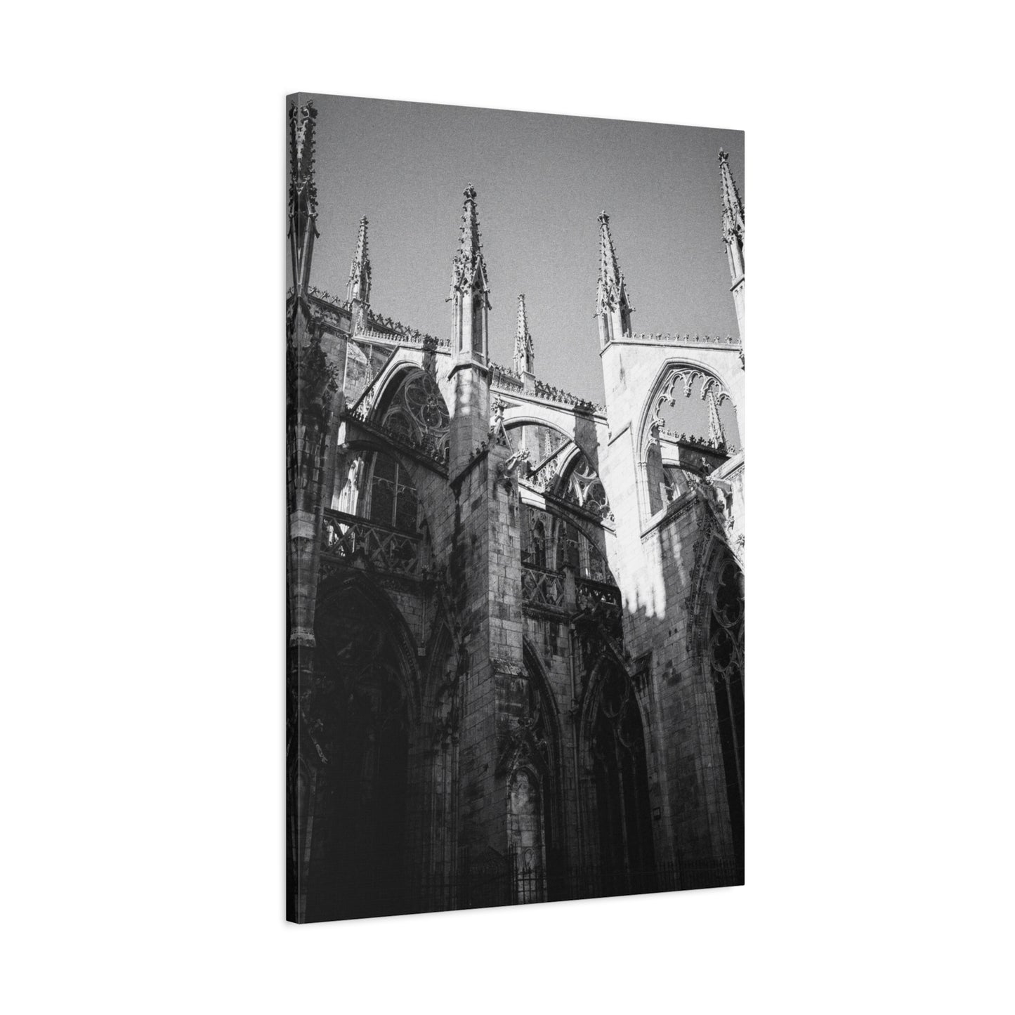 Gothic Cathedral Architecture Canvas Wall Art - Black And White Art Print - Vintage Stone Arches, Spires - Moody Traditional Style - Living Room Wall Decor Office Art - Modern Farmhouse Style