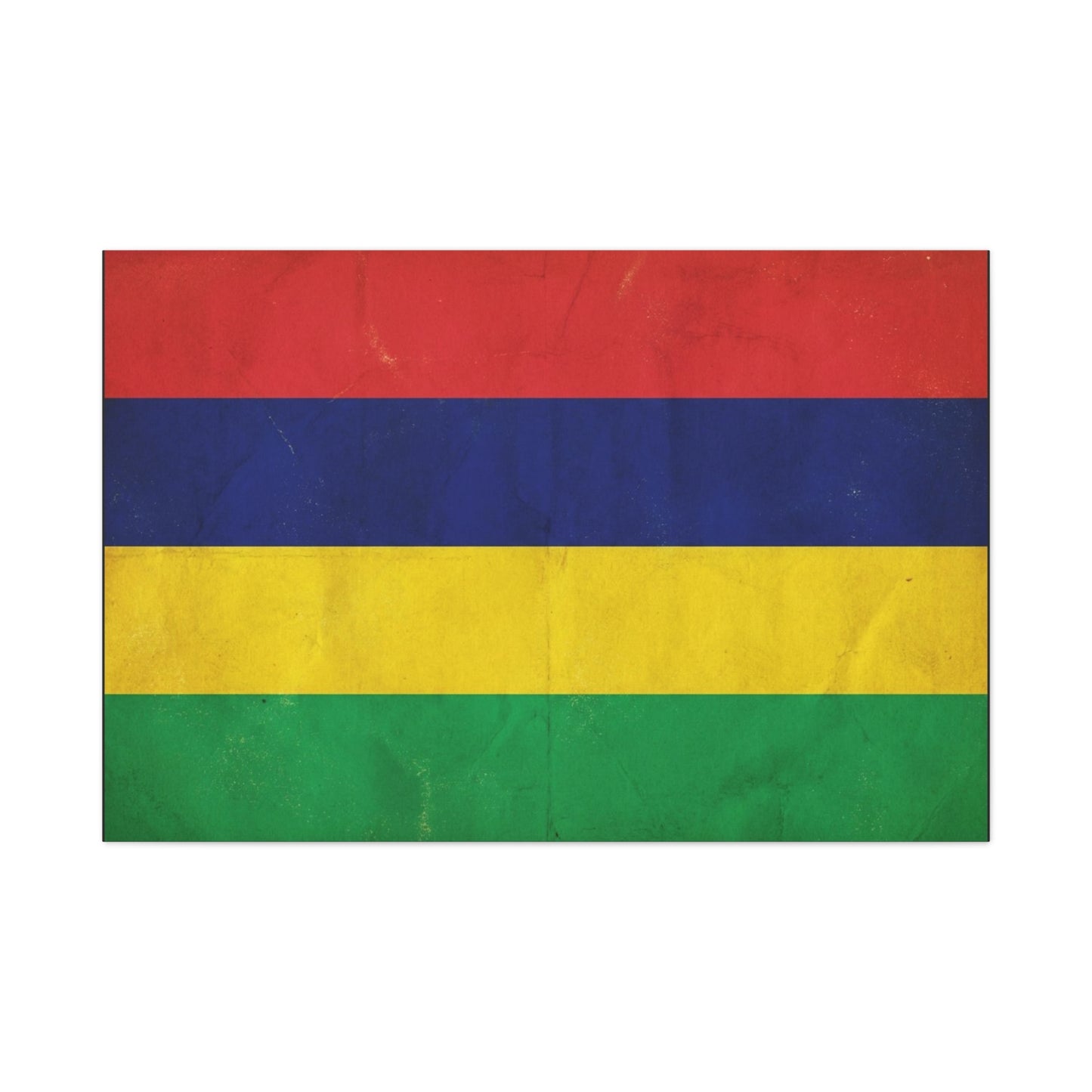 Mauritius Flag Canvas Wall Art - Vintage Country Pride Decor, Colorful Tricolor Banner Print - Traditional Style, Living Room Wall Decor, Bedroom Home Decoration - Ready to Hang - Ready to Hang