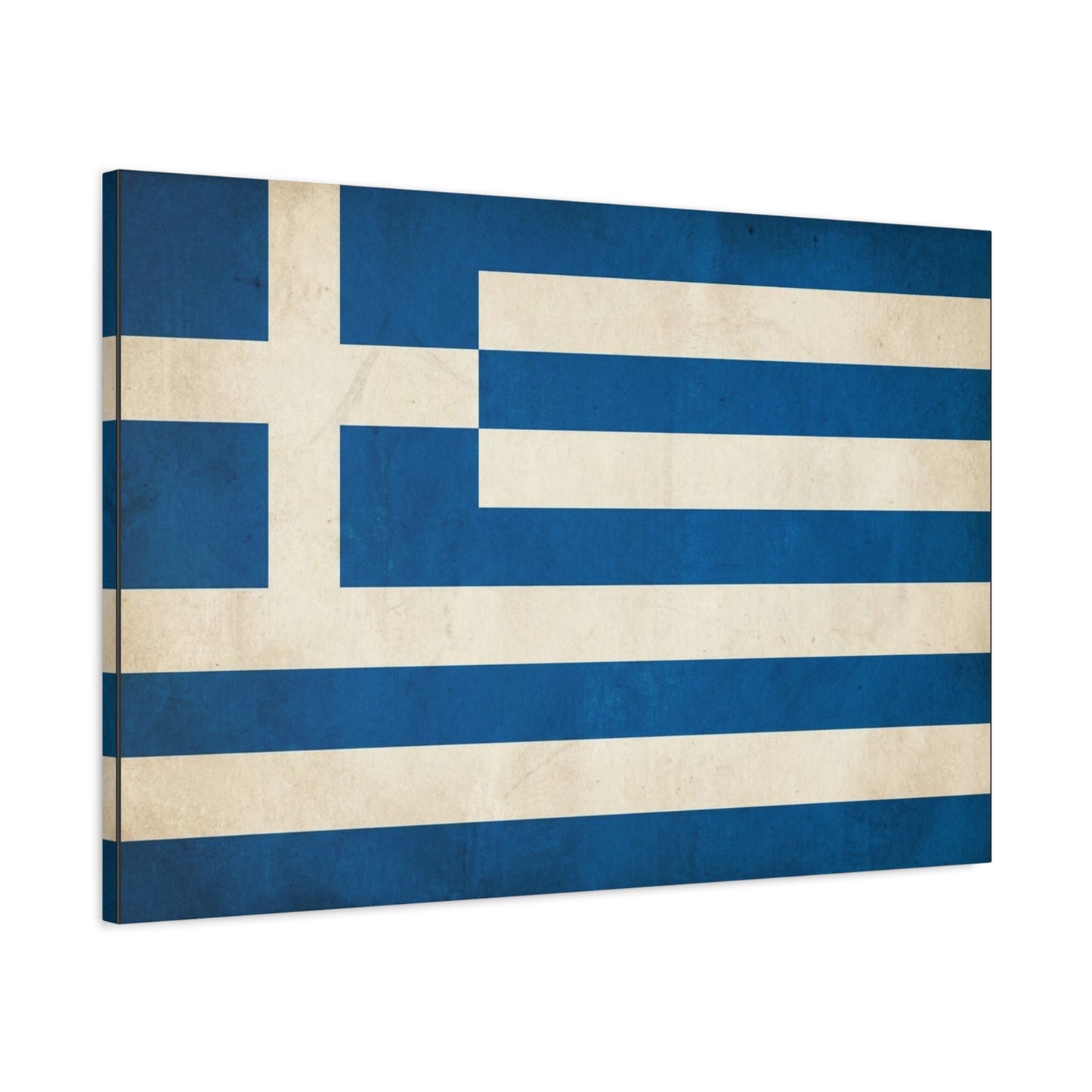 Greek Flag Canvas Wall Art - Vintage Greece National Banner Print, Blue And White Hellenic Stripe Design - Rustic Patriotic Decor - Living Room Wall Decor - Bedroom Home Decoration - Ready to Hang