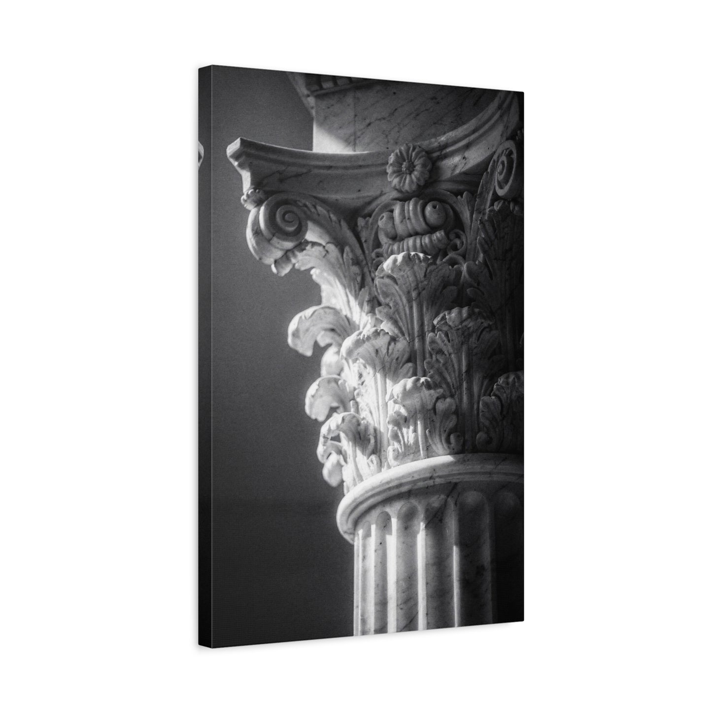 Corinthian Column Canvas Wall Art - Black And White Architectural Art Print, Matte Cotton Decor - Traditional Classical Style - Living Room Wall Decor, Office Art - Bedroom Home Decoration
