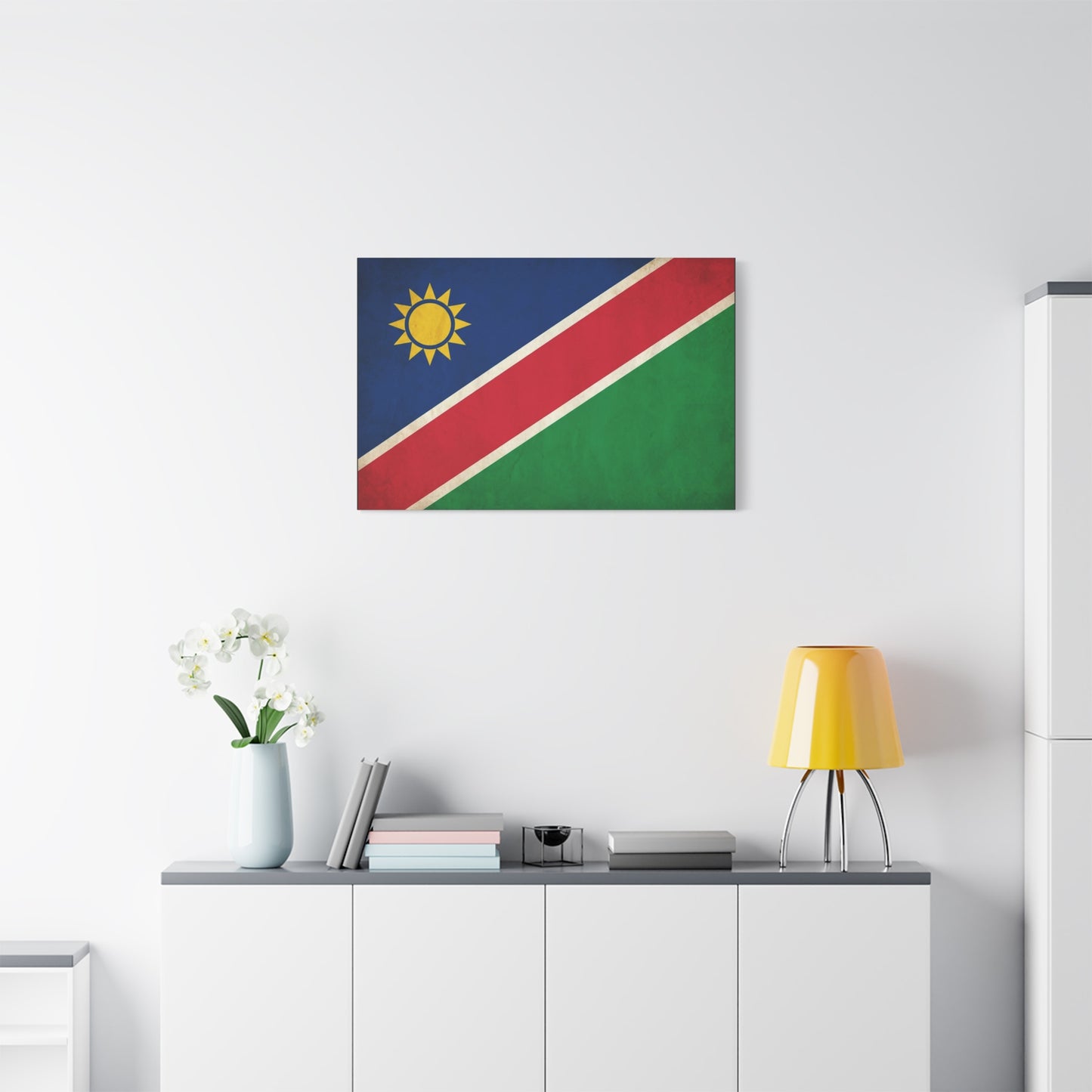Namibia Flag Canvas Wall Art - Vintage National Pride Decor, Sun Emblem Tricolor Print - Traditional Patriotic Style - Living Room Wall Decor - Bedroom Home Decoration - Bedroom Home Decoration