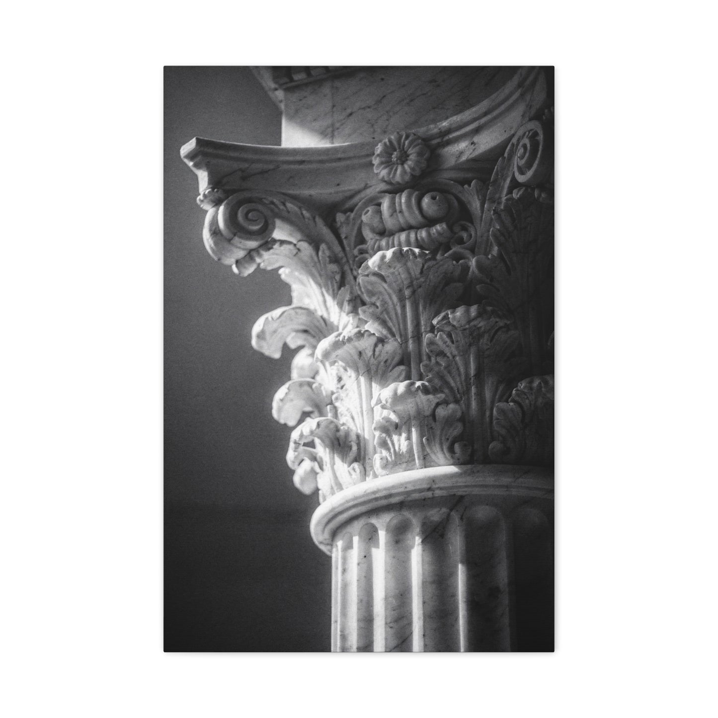 Corinthian Column Canvas Wall Art - Black And White Architectural Art Print, Matte Cotton Decor - Traditional Classical Style - Living Room Wall Decor, Office Art - Bedroom Home Decoration