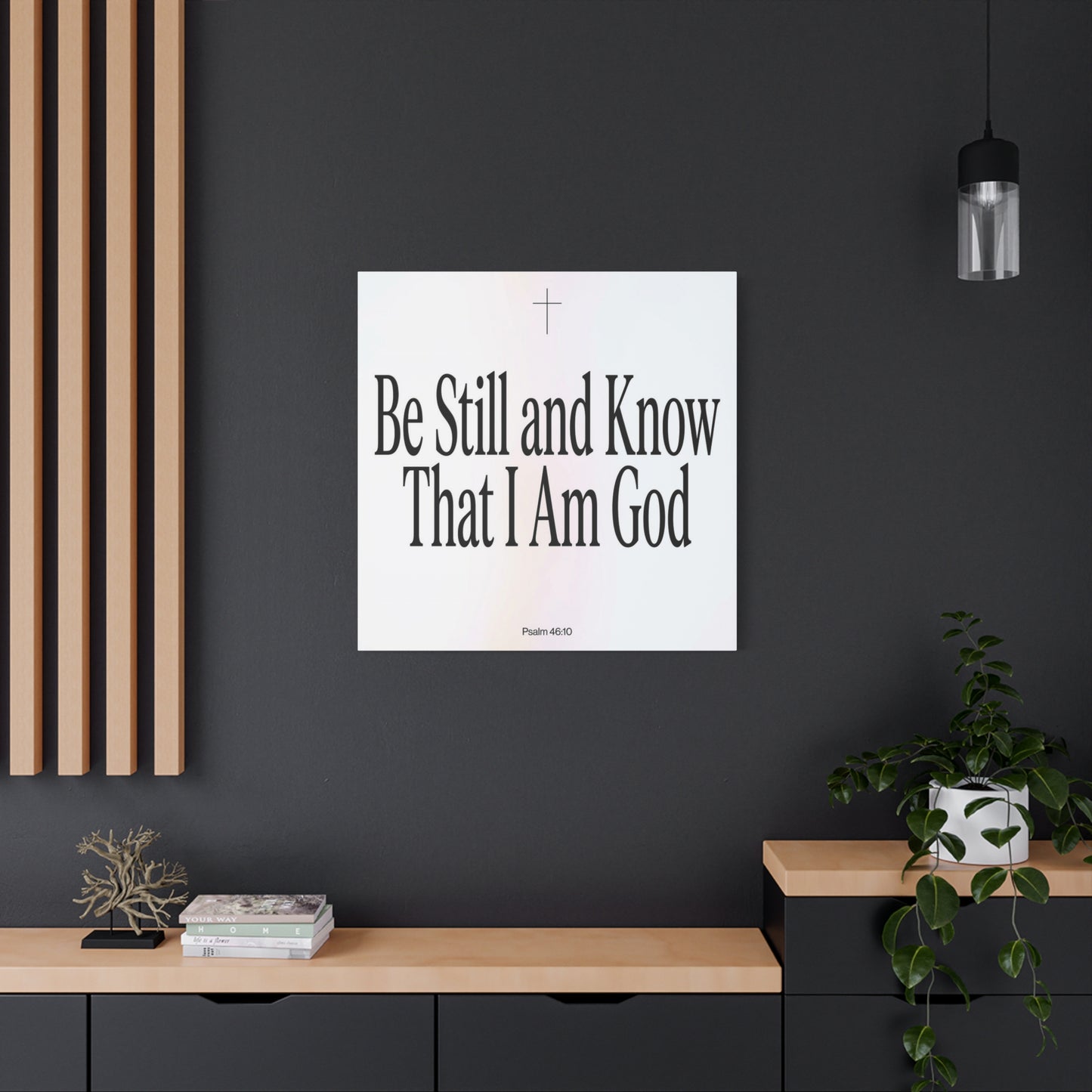"Be Still And Know That I Am God" Canvas Wall Art - Psalm 46:10 Christian Bible Verse Scripture Print - Minimalist Black White Cross Decor - Bedroom Living Room Home Office Wall Hanging