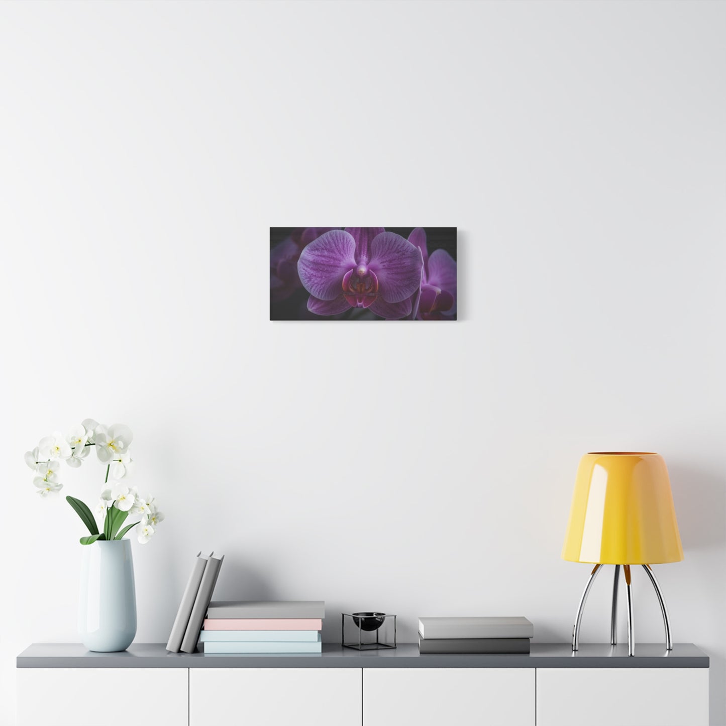 Purple Orchid Canvas Wall Art - Phalaenopsis Flower Macro Floral Print, Botanical Art Print, Cotton Canvas, Contemporary Style - Bedroom Wall Decor, Spa Wall Accent - Bedroom Home Decoration
