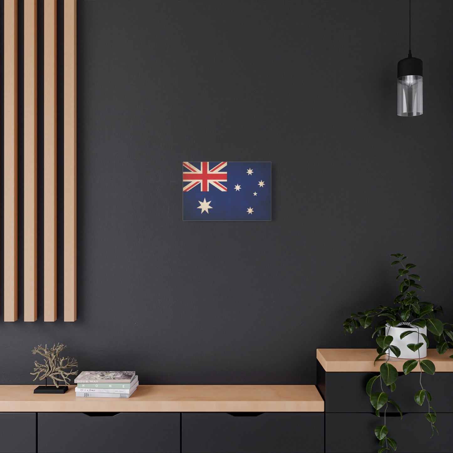 Australian Flag Canvas Wall Art - Vintage Nation Pride Decor, Blue Southern Cross Print, Patriotic Typography Style, Living Room Wall Decor - Bedroom Home Decoration - Bedroom Home Decoration