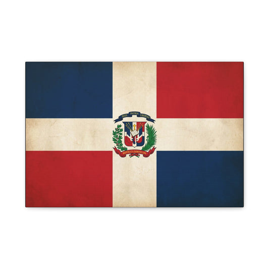 Dominican Republic Flag Canvas Wall Art - Dios Patria Libertad, Republica Dominicana - Vintage Patriotic Print - Heritage Decor For Living Room, Office, Dorm Wall Display - Bedroom Home Decoration