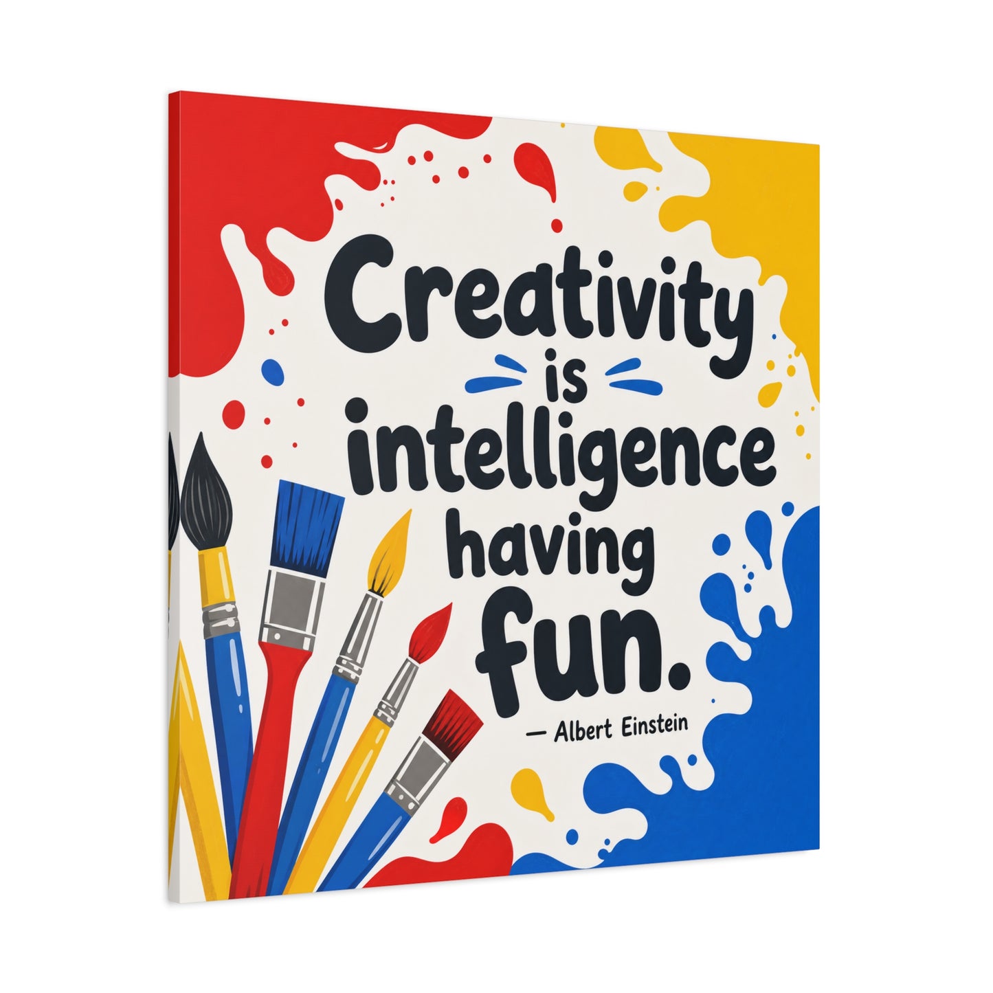 "Creativity Is Intelligence Having Fun." Albert Einstein Canvas Wall Art - Colorful Quote Print, Classroom Decor, Teacher Office Wall Hanging, Kids Playroom Home Decoration - Bedroom Home Decoration