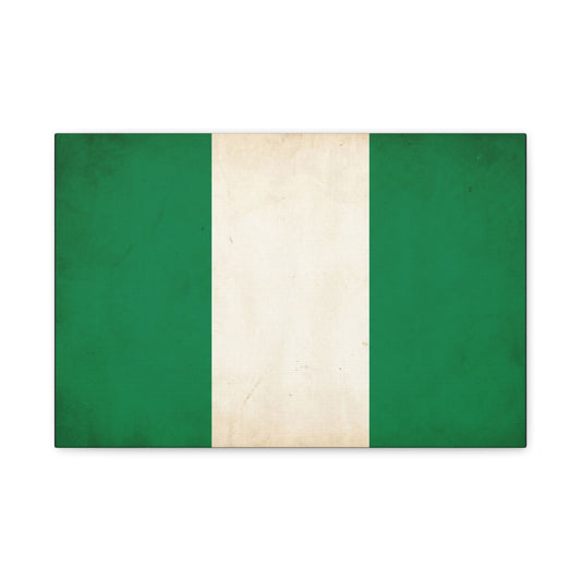 Nigeria Flag Canvas Wall Art - Vintage Green White Stripe National Print - Minimalist Patriotic Decor, Cotton Canvas Artwork, Living Room Wall Decor, Office Home Decoration - Bedroom Home Decoration