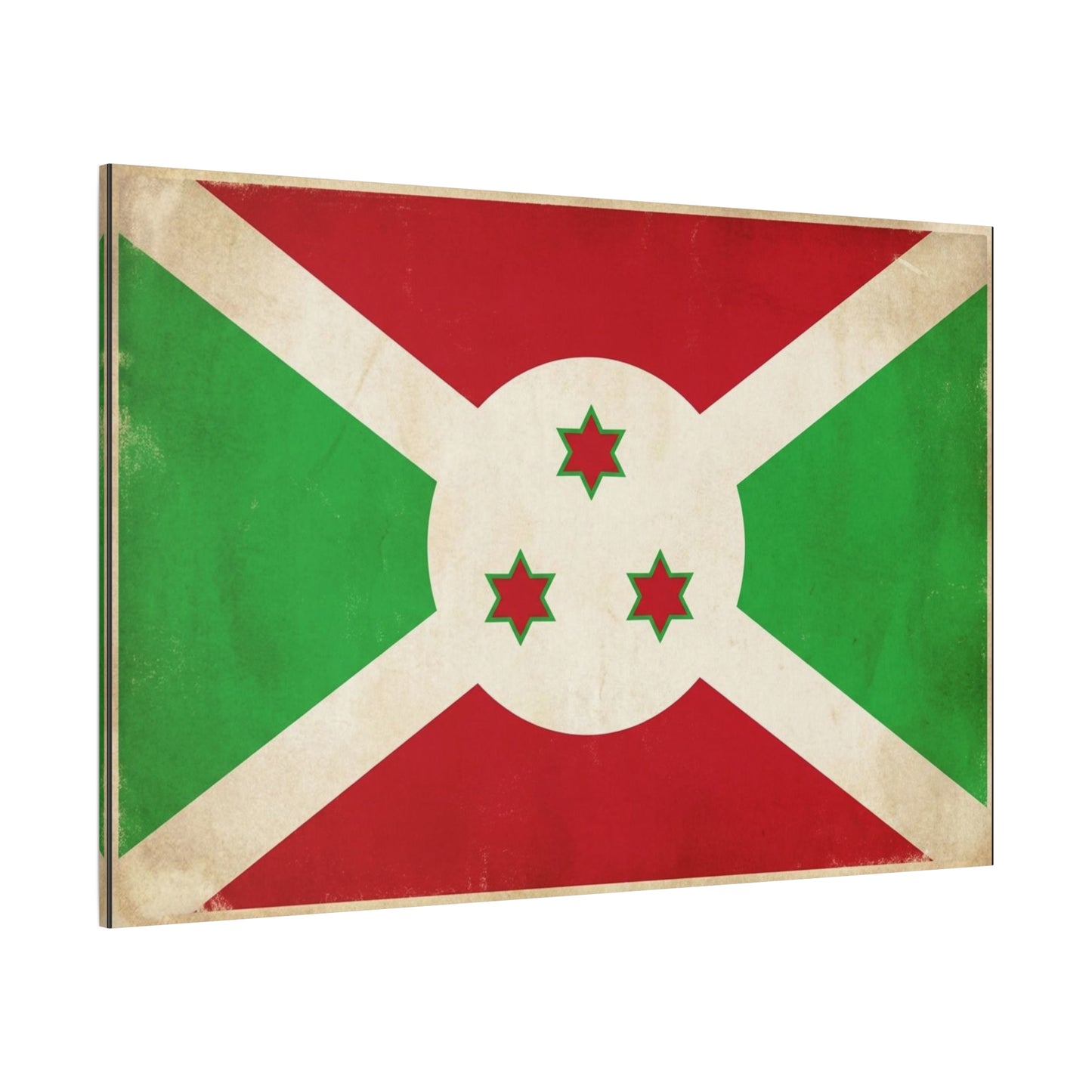 Burundi Flag Canvas Wall Art - Vintage National Banner Print, Patriotic Heritage Decor - Distressed Cotton Look, Traditional Style - Living Room Wall Decor - Modern Farmhouse Style - Ready to Hang