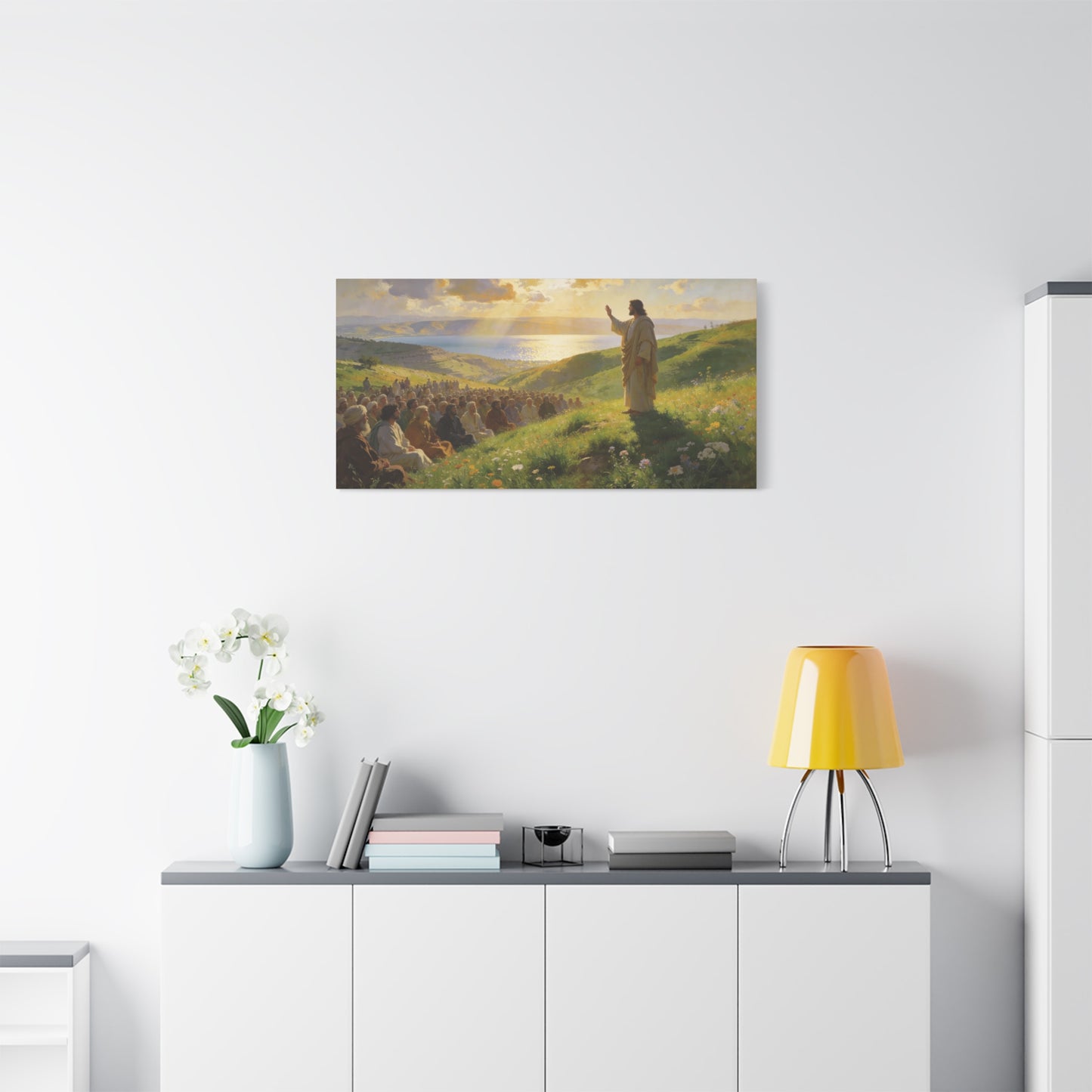 Jesus Christ Sermon On The Mount Canvas Wall Art - Religious Landscape Painting, Christian Home Decor, Matte Finish Canvas Print, Living Room Wall Decor, Bedroom Decoration - Bedroom Home Decoration