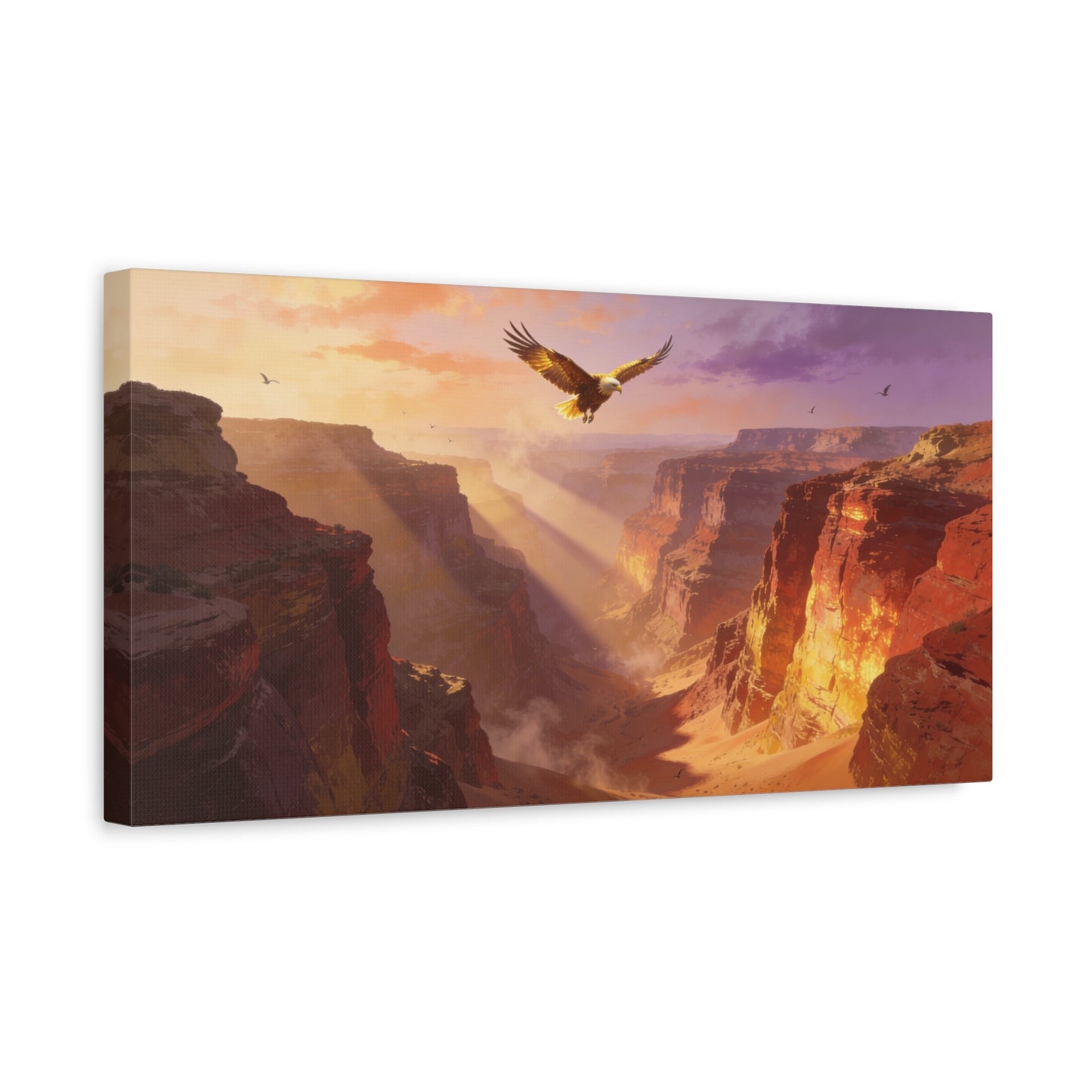 Bald Eagle Canyon Canvas Wall Art - Desert Sunset Cliffs, Golden Light - Matte Cotton Print, Contemporary Landscape - Living Room Wall Decor, Office Art, Entryway Decoration - Bedroom Home Decoration