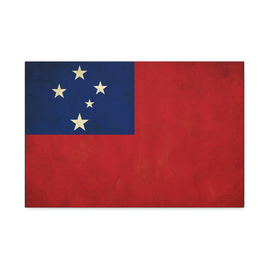 Samoa Flag Canvas Wall Art - Vintage Polynesian Nation Banner Print, Patriotic Island Decor - Matte Cotton Artwork - Living Room Home Decoration, Office Accent - Living Room Wall Decor - Ready to Hang