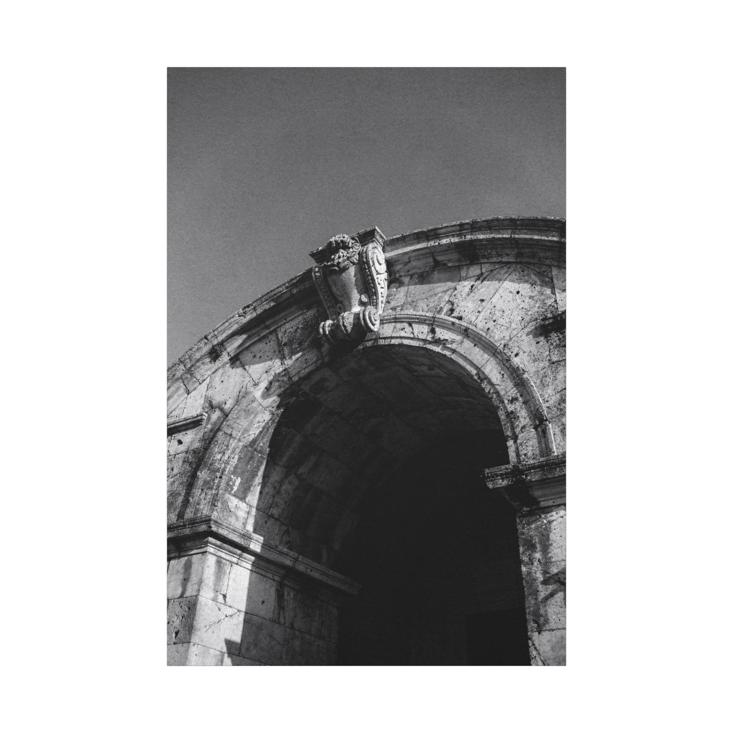 Black And White Architectural Arch Canvas Wall Art - Stone Facade Art Print, Minimalist Historic Structure Decor - Contemporary Living Room Wall Decor, Bedroom Home Accent - Ready to Hang