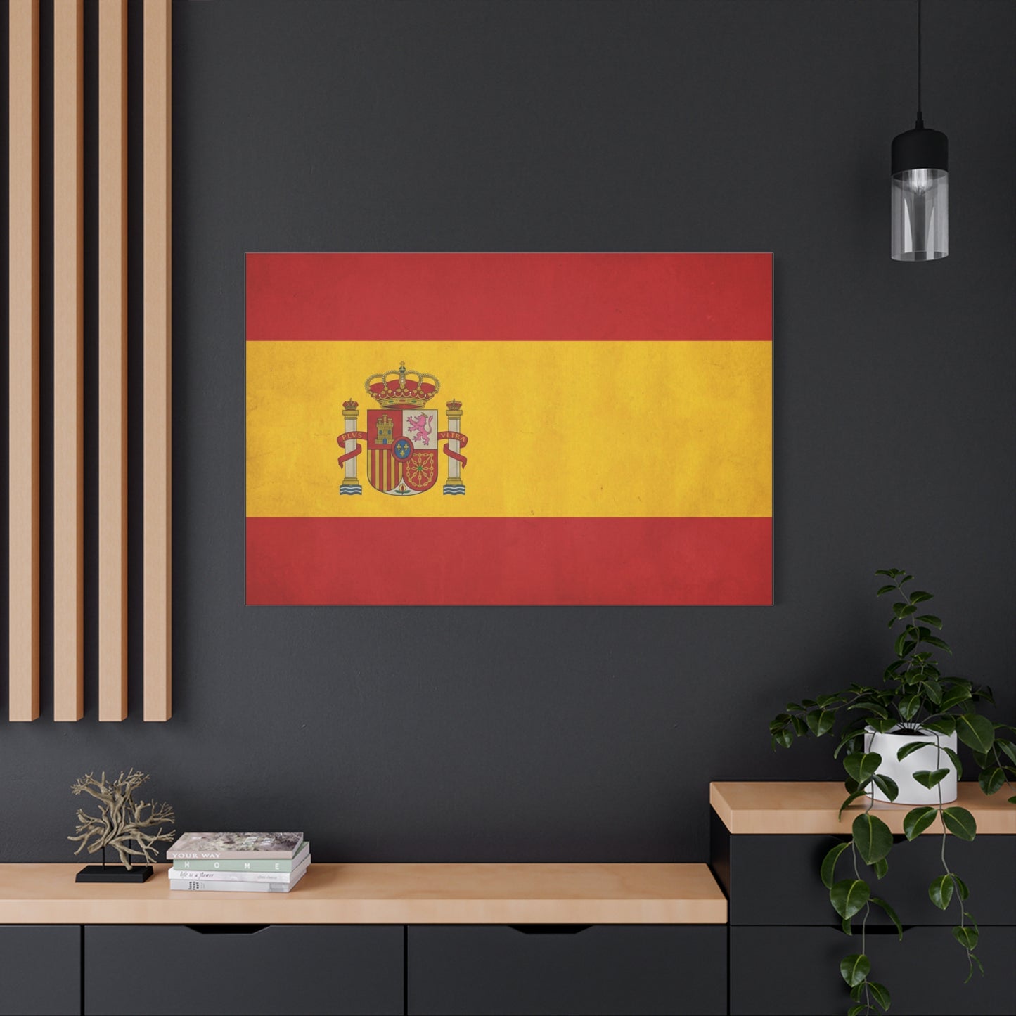 Spain Flag Canvas Wall Art - Spanish Coat Of Arms Print, Vintage Patriotic Decor - Textured Cotton Look, Traditional Style - Living Room Home Decoration - Living Room Wall Decor - Ready to Hang