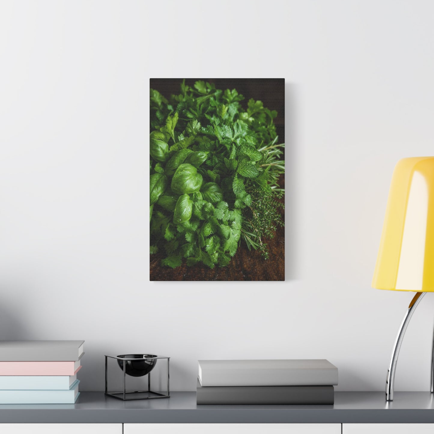 Fresh Herb Canvas Wall Art - Basil, Parsley, Mint, Rosemary Food Art Print - Botanical Kitchen Decor, Rustic Farmhouse Style, Matte Canvas Print, Dining Room Wall Accent - Ready to Hang