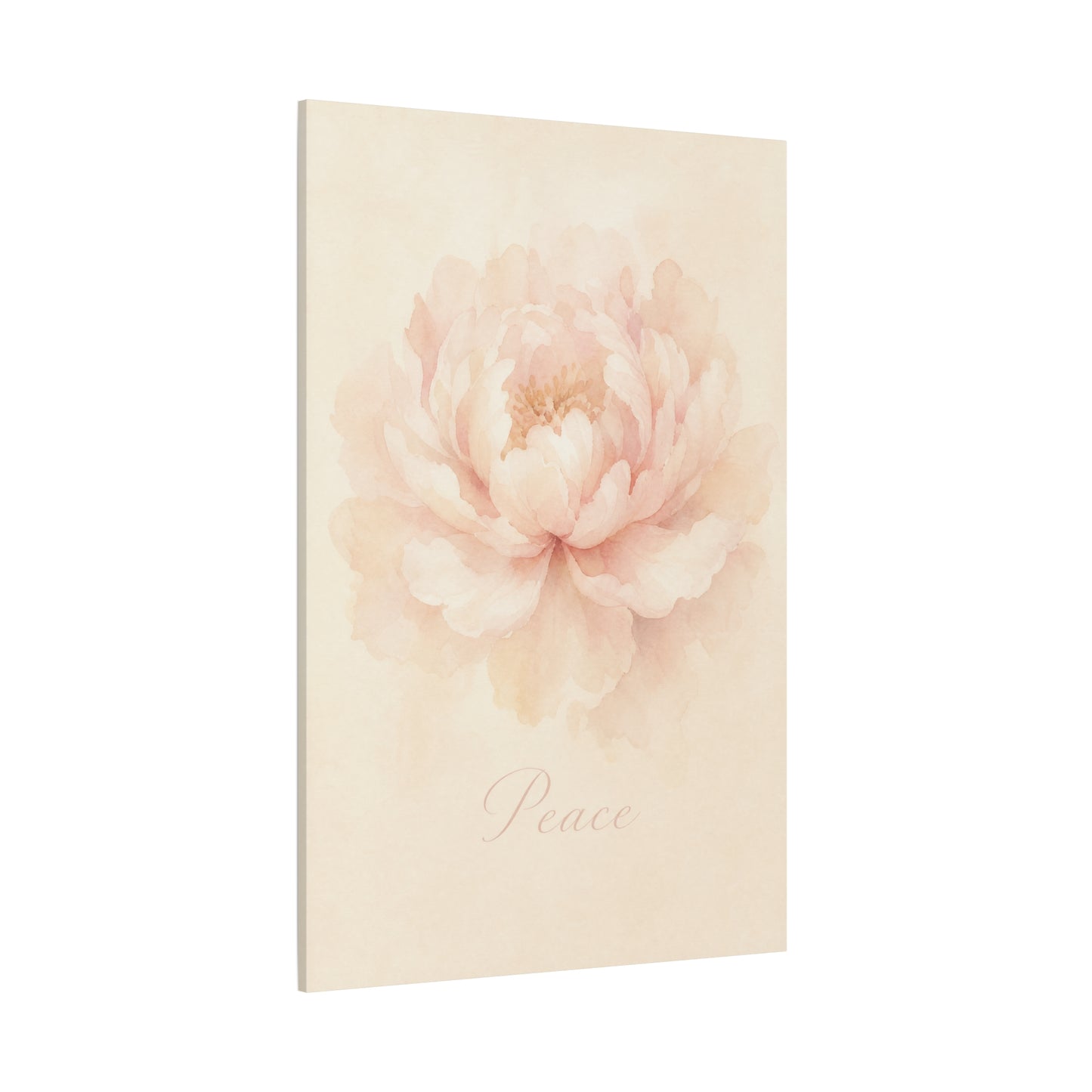 "Peace" Peony Canvas Wall Art - Blush Floral Watercolor Print, Minimalist Bedroom Home Decoration, Soft Botanical Wall Decor, Nursery Accent - Bedroom Home Decoration - Modern Farmhouse Style