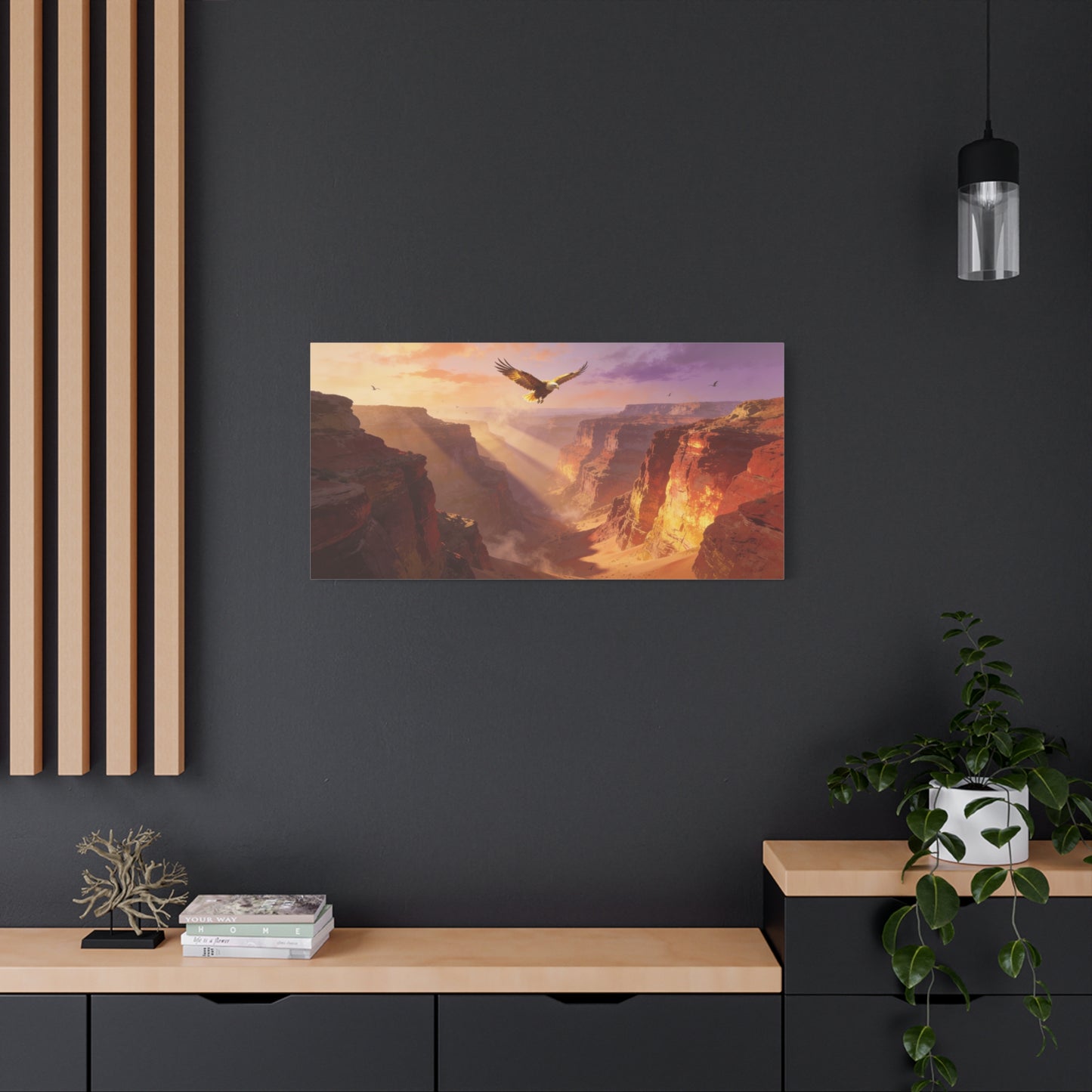 Bald Eagle Canyon Canvas Wall Art - Desert Sunset Cliffs, Golden Light - Matte Cotton Print, Contemporary Landscape - Living Room Wall Decor, Office Art, Entryway Decoration - Bedroom Home Decoration