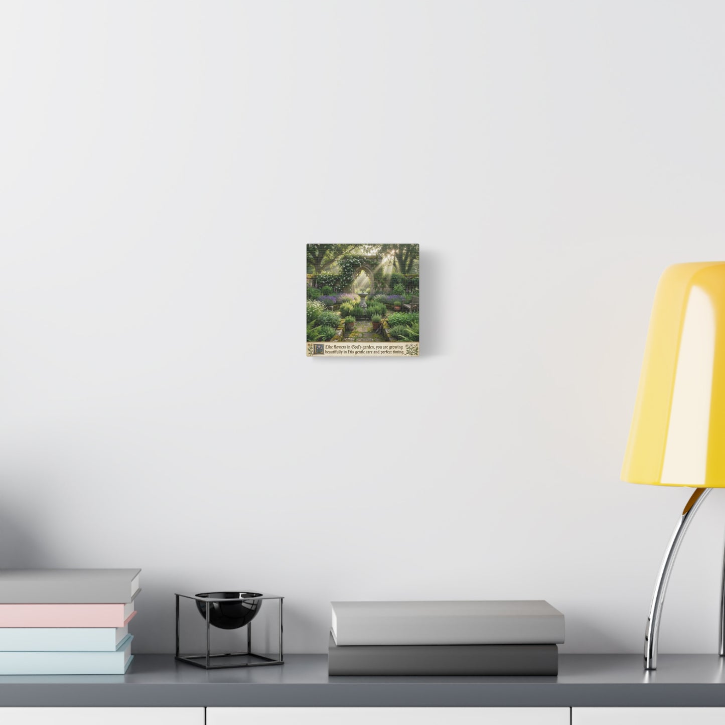 "Like Flowers In God's Garden, You Are Growing Beautifully In His Gentle Care And Divine Timing" Canvas Wall Art - Sunlit Garden Arch, Botanical Landscape Print - Living Room Decor - Office Wall Art